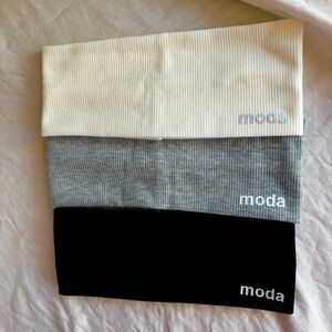 Moda Headband Set White Gray Black Tri Color Essential Pack Workout Athlesiure
